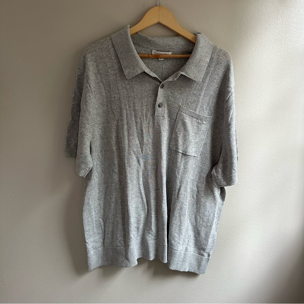 Banana Republic linen cotton ribbed sweater polo size XXL